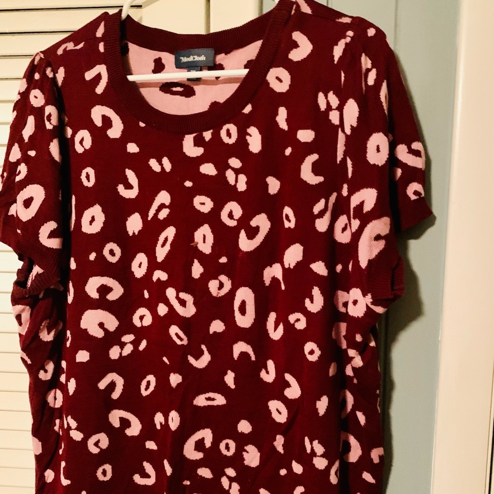 ModCloth Animal Print Short Sleeve Sweater XXL